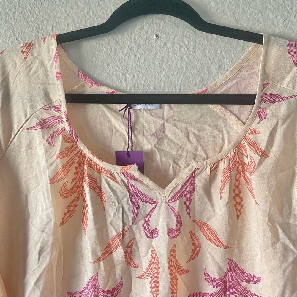 Lascana Relaxed Boho Print Blouse Women’s 12 Viscose Long Sleeve Beach Summer - Picture 5 of 14